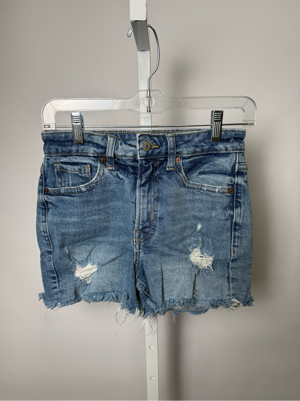 Old Navy Distressed Mid-Blue Denim Shorts